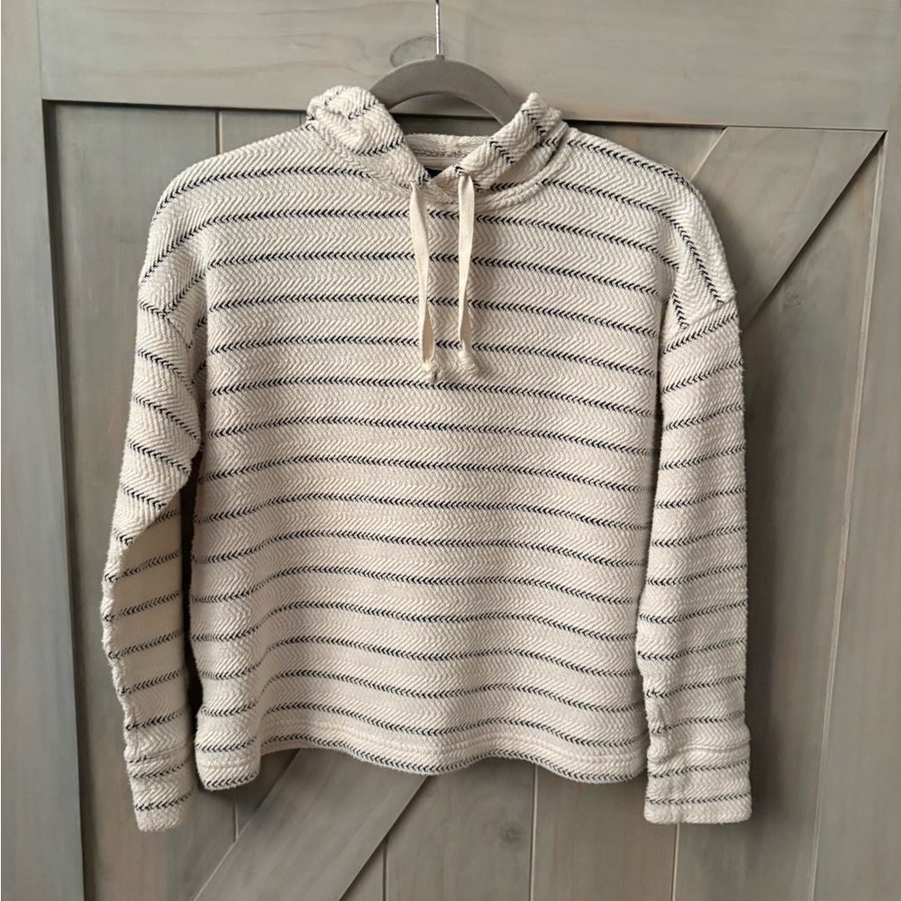 J. Crew Cream and Black Hooded Top
